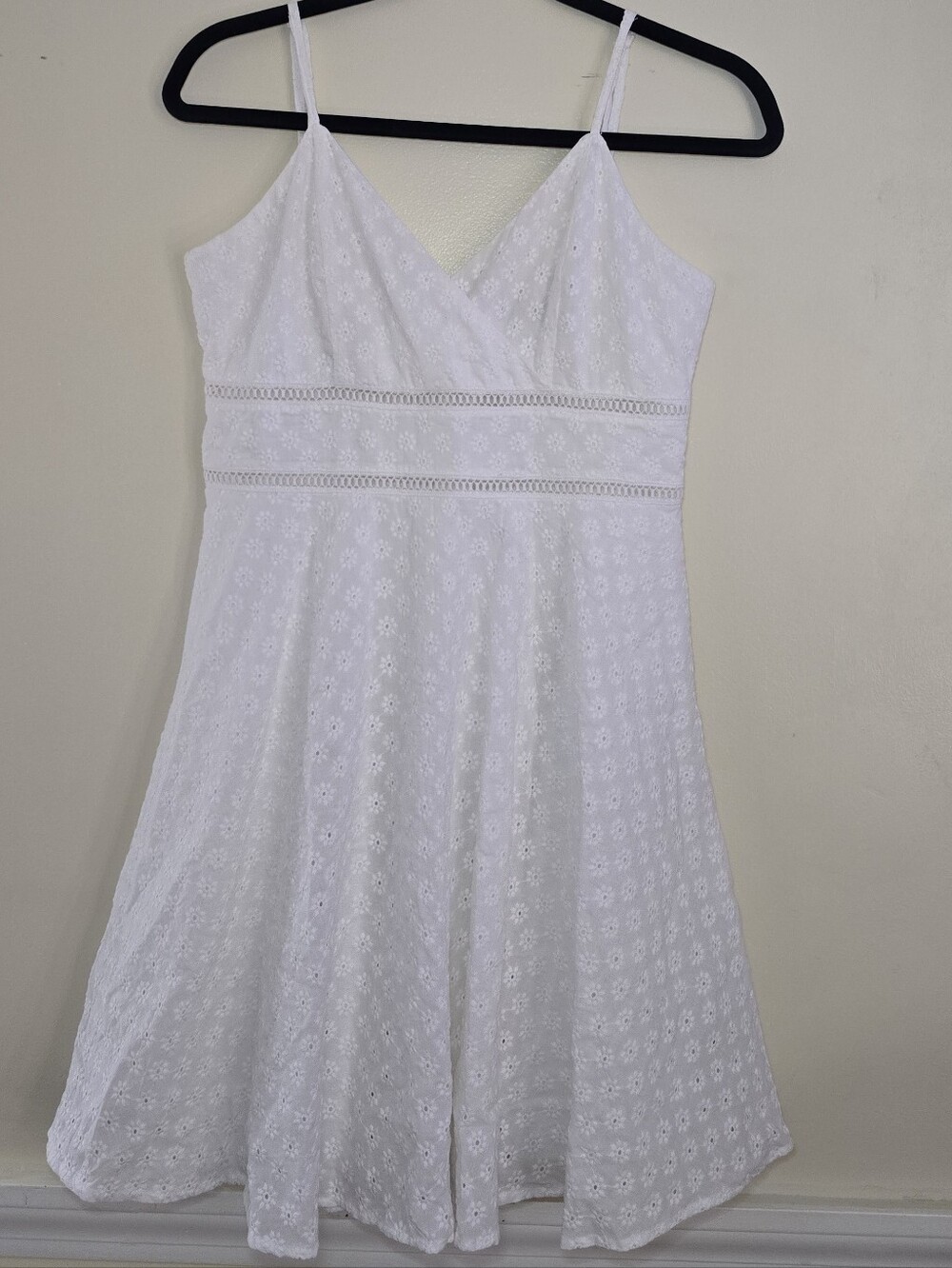 White Eyelet Lace Sundress Sleeveless Fit & Flare Mini Summer Dress Cottagecore